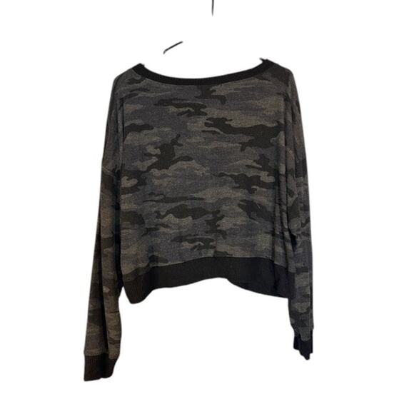 Maple Sage Black Gray Camo Long Sleeve Pullover Sweatshirt Women Sz L - Picture 2 of 6